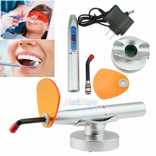 5W/2000mw Dentist Dental Tool Wireless LED Curing Lamp Cure Light Sliver+Holder