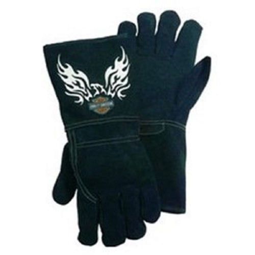 Harley davidson welding gloves - black cowhide leather kevlar stitched l/xl for sale
