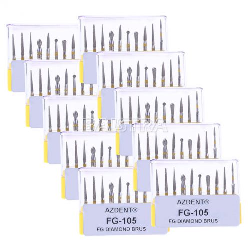 50X FG-105 Dental Creamics Composite Polishing (Diamond FG burs) 10PC/Kit AZDENT