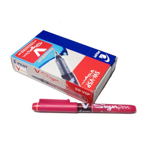 Pilot SW-VSP VSystem VSignPen Liquid Ink Marker Pen (Medium Tip) (12pcs)-Red