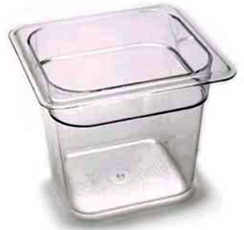 Clean used Cambro 66CW Clear Food Pan, Sixth Size (6-3/8&#034; x 6-15/16&#034;)