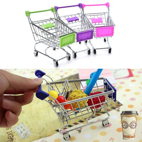 MiniSupermarket Handcart Shopping Cart Trolleys Phone Holder Gift StorageToy #Cn