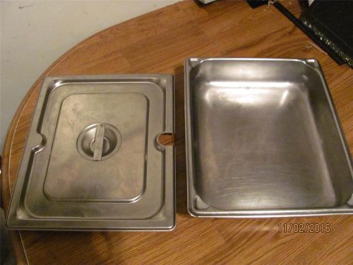 1 VOLLRATH COMMERCIAL STAINLESS STEAM TABLE PAN HALF X 2 1/2 &#034;D+ LID-USED