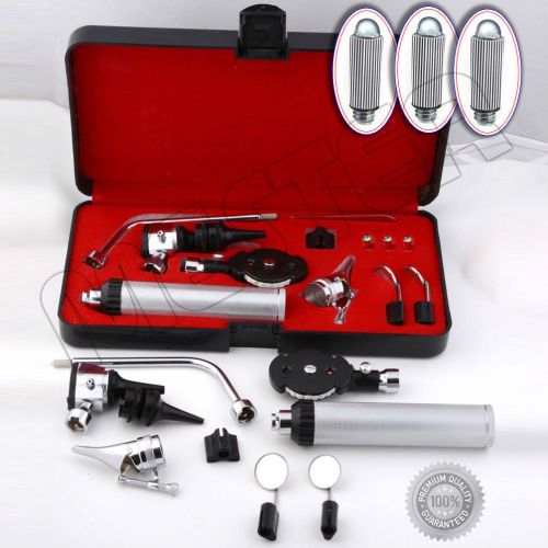Otoscope, opthalmoscope, nasal larynx, ent diagnostic set, 3 spare bulbs for sale