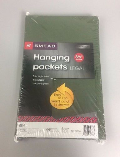 Smead  Hanging Pockets Legal 3-1/2&#034; Expansion Full-Height Sides Green 4-Pack