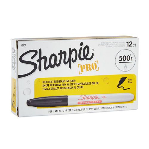 Sharpie Industrial Permanent Markers, Fine Point, Black, 12-Count