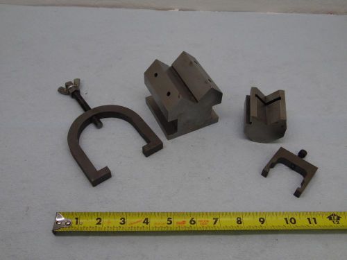 machinist toolmaker milling grinding set up  of v blocks  with clamps read