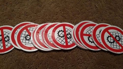 Five (5) &#034;do not operate with guards removed&#034; 3&#034; diameter stickers for sale