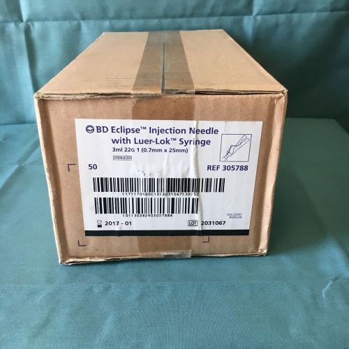 BD ECLIPSE Injection Needle Luer-Lok Syringe 3ml 22G Ref 305788 Box of 50*