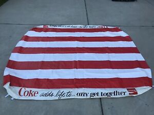 &#034;COKE ADDS LIFE TO ANY GET TOGETHER&#034; RARE VINTAGE ORIGINAL AWNING/EASY UP
