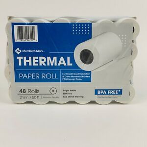 Member&#039;s Mark Thermal Receipt Paper Rolls, 2 1/4&#034; X 50&#039; , 48 Rolls Free Shipping