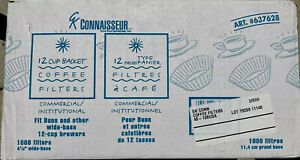Connaisseur 12 Cup Basket Commercial Coffee Filters 1000 count- Sealed Box