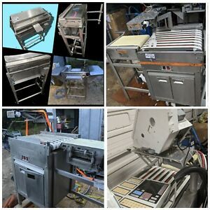 Lot of 6 Hobart Meat Wrap Station, Sealer, Conveyor, Printer, Scale, and Console