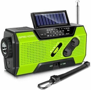 Emergency Weather Solar Crank AM/FM NOAA Radio with Portable 2000mAh Green