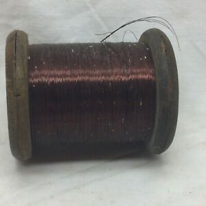 Vintage Copper  Magnet Thread Wire on Wood Spool