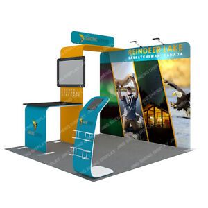 10ft Portable Trade Show Display Booth Set Pop Up Stand Banner with Custom Print