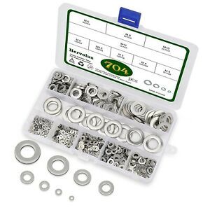Washers for Screws 704PCS, Flat Washers 304 Stainless Steel Metal Washers Set