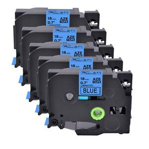 5PK Compatible with Brother P-Touch TZ-541 TZe-541 Black on Blue Label Tape 0.7&#034;