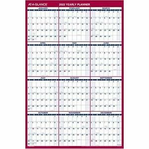 2022 Erasable Calendar Dry Erase Wall Planner by AT-A-GLANCE 36&#034; x 24&#034; Large ...