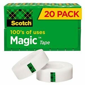 Scotch Magic Tape 20 Rolls Numerous Applications Invisible Engineered for Rep...