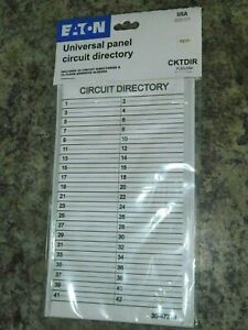 NEW Eaton CKTDIR Universal Panel Circuit Directory - (2) 42 CKT Cards &amp; Sleeves
