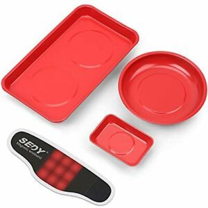 SEDY 4-Pieces Large Magnetic Parts Tray Set with Magnetic Wristband, Magnetic