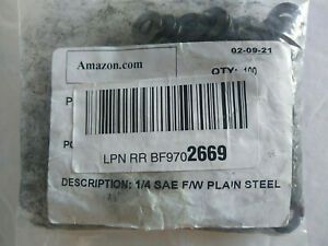 Flat Washers Plain Steel 1/4&#034; SAE Bag of (100) Washers