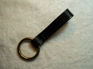 Vtg Police Service Belt Loop Black Leather Key Holder #1 w Steel Ring Made n USA