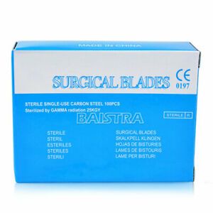 100 pcs Dental Sterile Scalpel #10 Surgical Blades Handle Gamma Sterilized