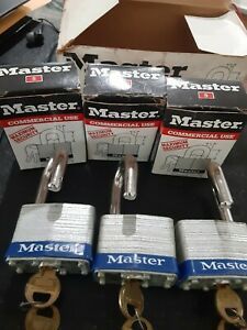 Master Lock No.5- Box of 3 Locks NEW with 2 keys each NOT KEYED ALIKE