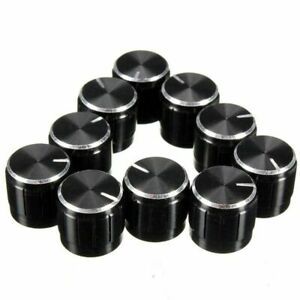 10pcs/lot Black 6mm Potentiometer Knobs Caps Knurled Shaft 15mmx17mm Aluminum