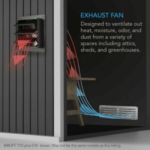 AIRLIFT T10 Shutter Exhaust Wall Mount-Fan 10&#034; Attic, Shed, Workshop, Greenhouse