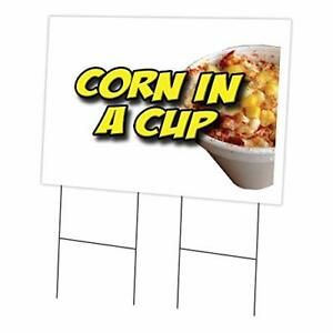 Corn in A Cup 24&#034; x 36&#034; Yard Sign &amp; Stake | Advertise Your Business | Stake I...