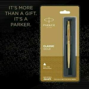 5 x Parker Classic Gold Trim GT Ball Point Pen, Blue Ink, Fine Tip, New, Jotter
