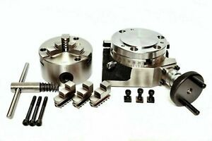 ROTARY TABLE 4&#034;/100mm WITH 80mm 3 JAW SELF CENTERING CHUCK &amp; BACKPLATE