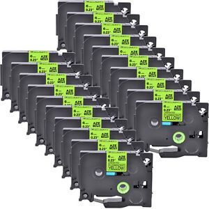 20PK Compatible Brother P-Touch TZ TZe-C11 Black on Fluo Yellow Label Tape 6mm