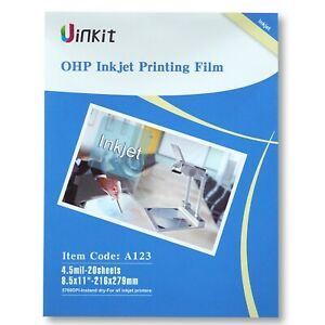 Overhead Projector Film Inkjet, Copier, Laser Printer 11”X 8.5” - Clear 20/ Pack