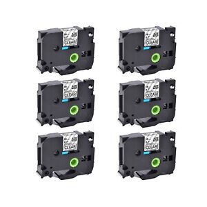 6PK Fits Brother P-Touch TZ-141 TZe-141 Black on Clear Label Tape PT-E300 0.7&#034;