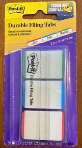 Post-it Durable Tabs 1&#034; x 1.5&#034; Green/Blue/Red MMM 686LGBRT 36ct