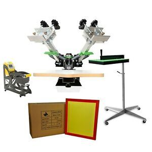 Riley Hopkins 150 - 4 Color 1 Station, 1 Flash Dryer, 1 Label Press, 6 Screens