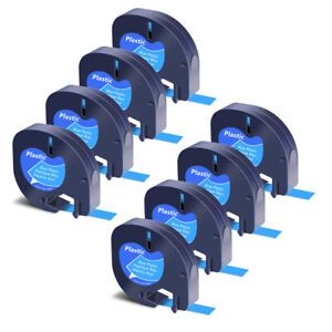 8PK Blue Plastic Tape Refills 12mm x 4m for DYMO LetraTag Label Maker 91335