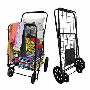 Metal Folding Grocery cart Iron Large Capacity Produce cart Upgraded Rubber B...