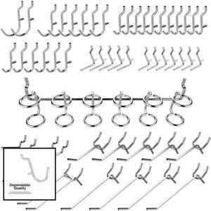 53106 Pegboard Hooks Organizer Accessories Set 50 PC Chrome Plated Assortment Si