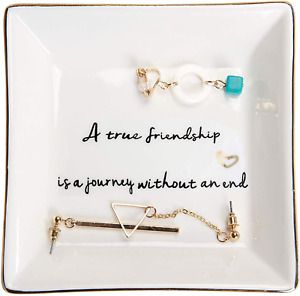 HOME SMILE Friends Gifts for Her Ring Trinket Dish-A True Friendship is a Journe
