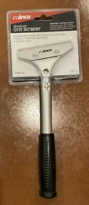 Winco 12 Grill Scraper with 4-Inch Blade and Rubber Handle, Medium, Stainless