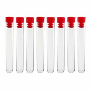 30 Pcs Centrifuge Test Tubes Round Bottom Polystyrene with Red Cap 16  100mm