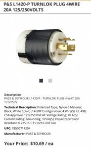 P&amp;S L1420-P Turnlock Plug 20A