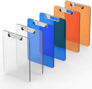 Plastic Clipboard (Set of 6) Multi Pack Letter Size A4 Colorful Clipboards with