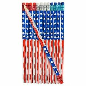 ArtCreativity American Flag Pencils, Set of 12, Cool Patriotic Writing Pencils w