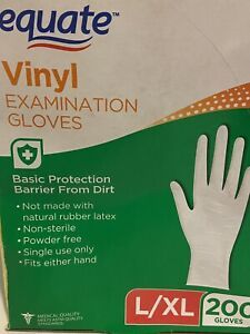 200 Ct  Equate Vinyl Exam Gloves All-purpose Powder-Free